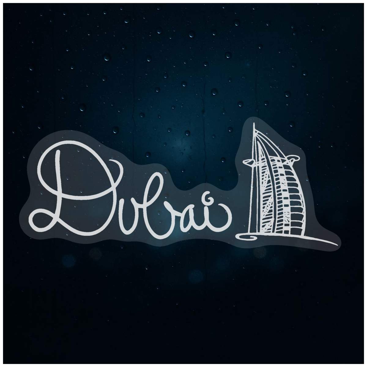 Small 100mm 'Dubai Text' Clear Static Window Cling Sticker / Decal (White) (WC00026203)