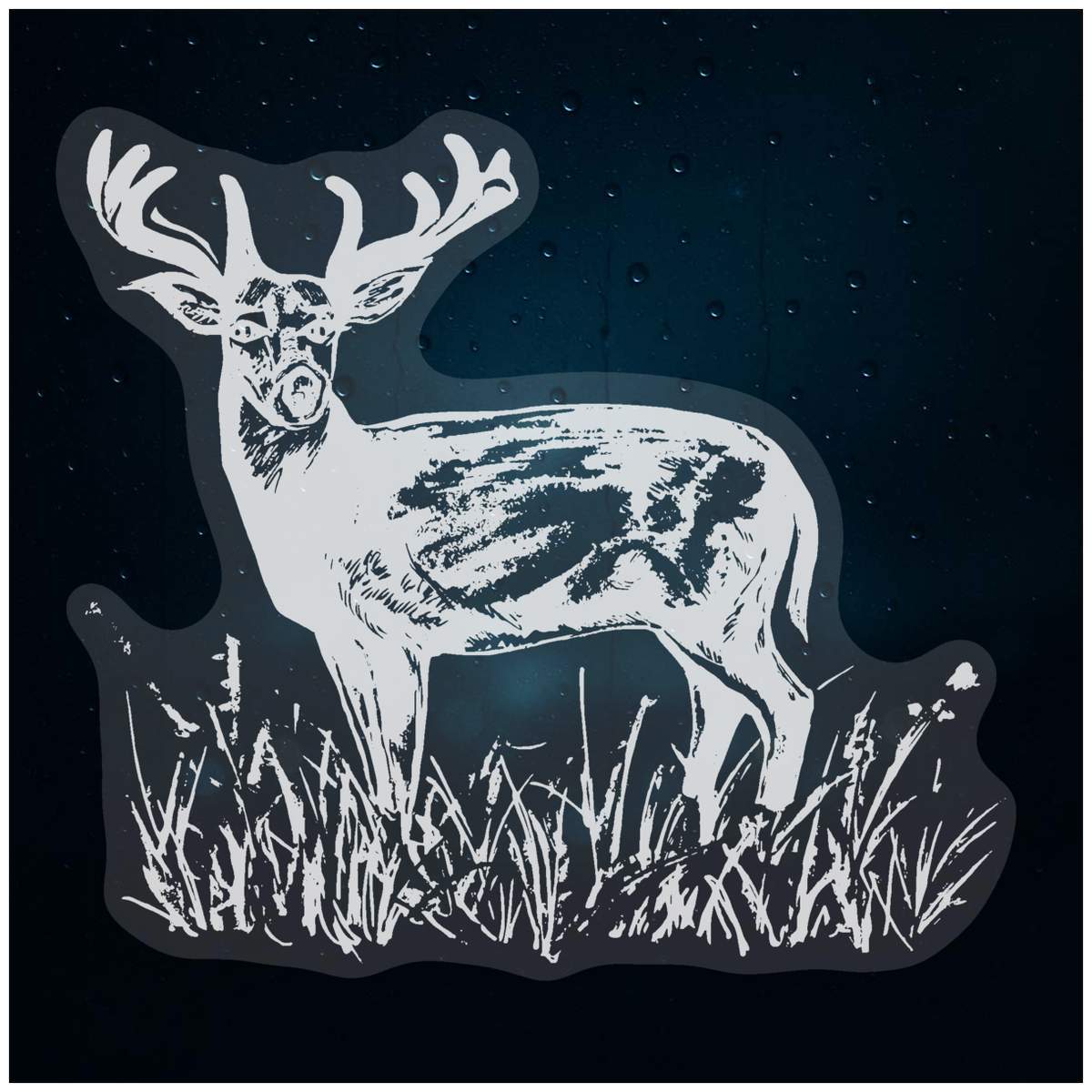 'Deer In Grass' Static Window Clings / Stickers (WC016537)