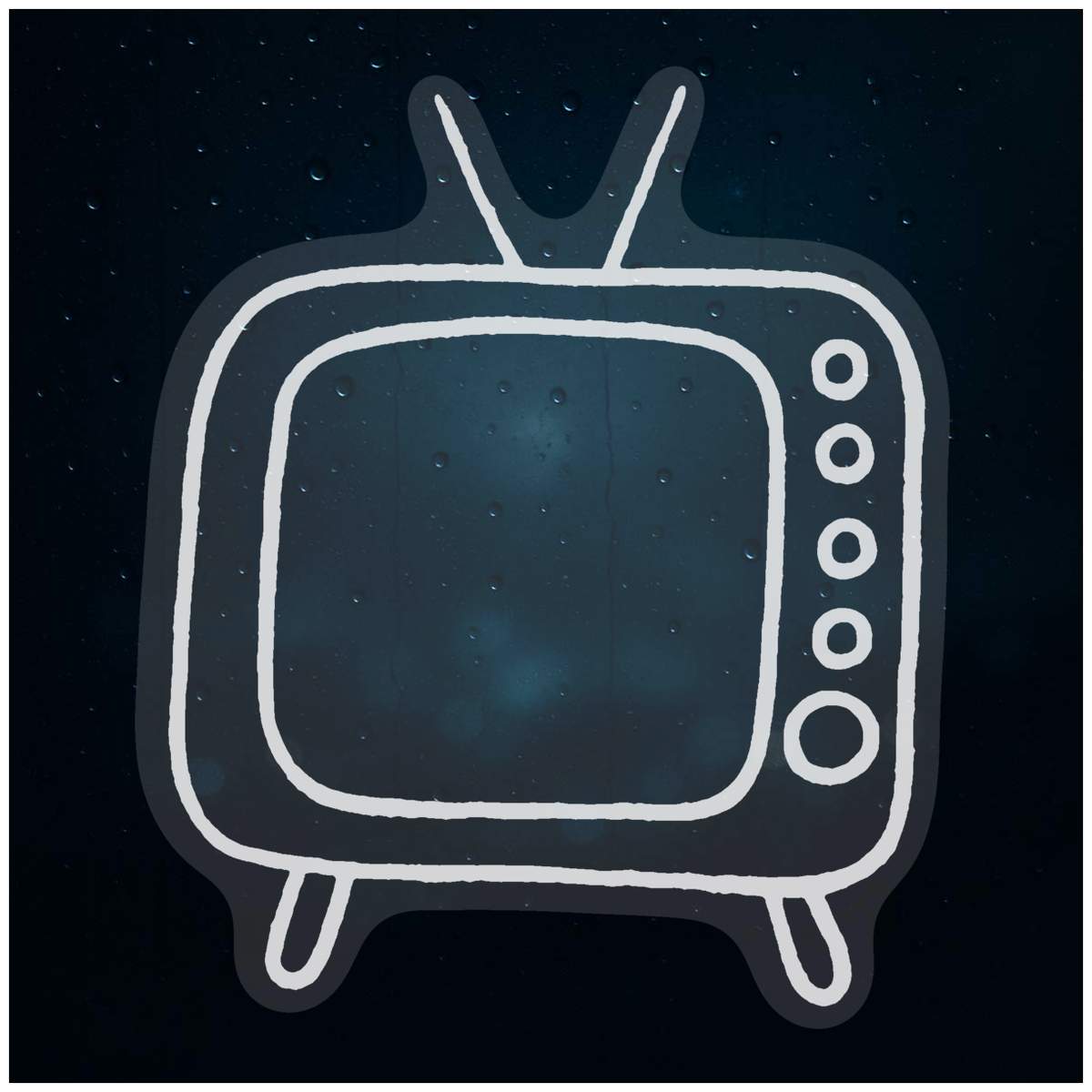 'Retro TV' Static Window Cling - White, 10cm - Reusable Removable Static Cling Decal for Mirrors, Glass Doors and Cars (WC00028219)