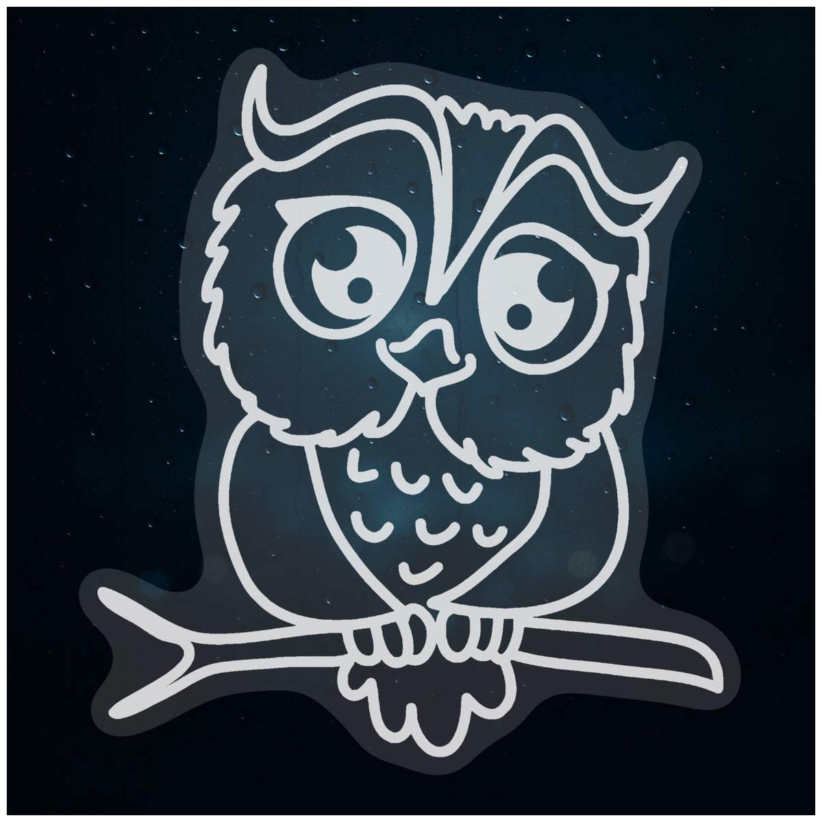 'Cute Owl' Static Window Cling / Decal - Removable Decal for Mirrors, Glass Doors and Cars (WC018280)