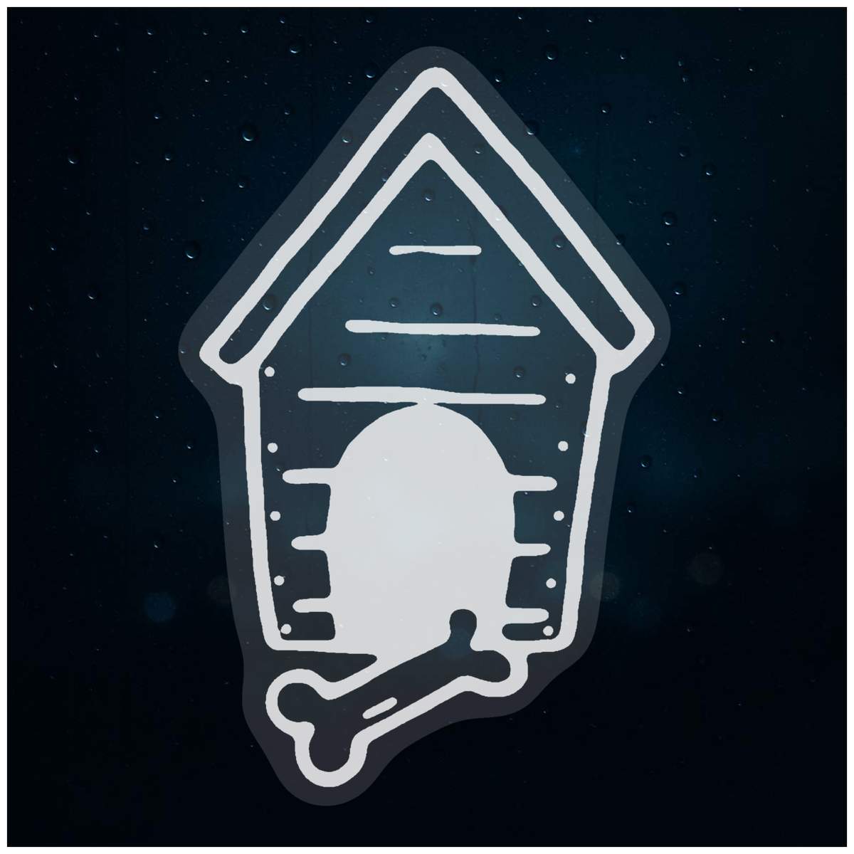 'Dog Kennel' Static Window Cling / Decal - Removable Decal for Mirrors, Glass Doors and Cars (WC018696)