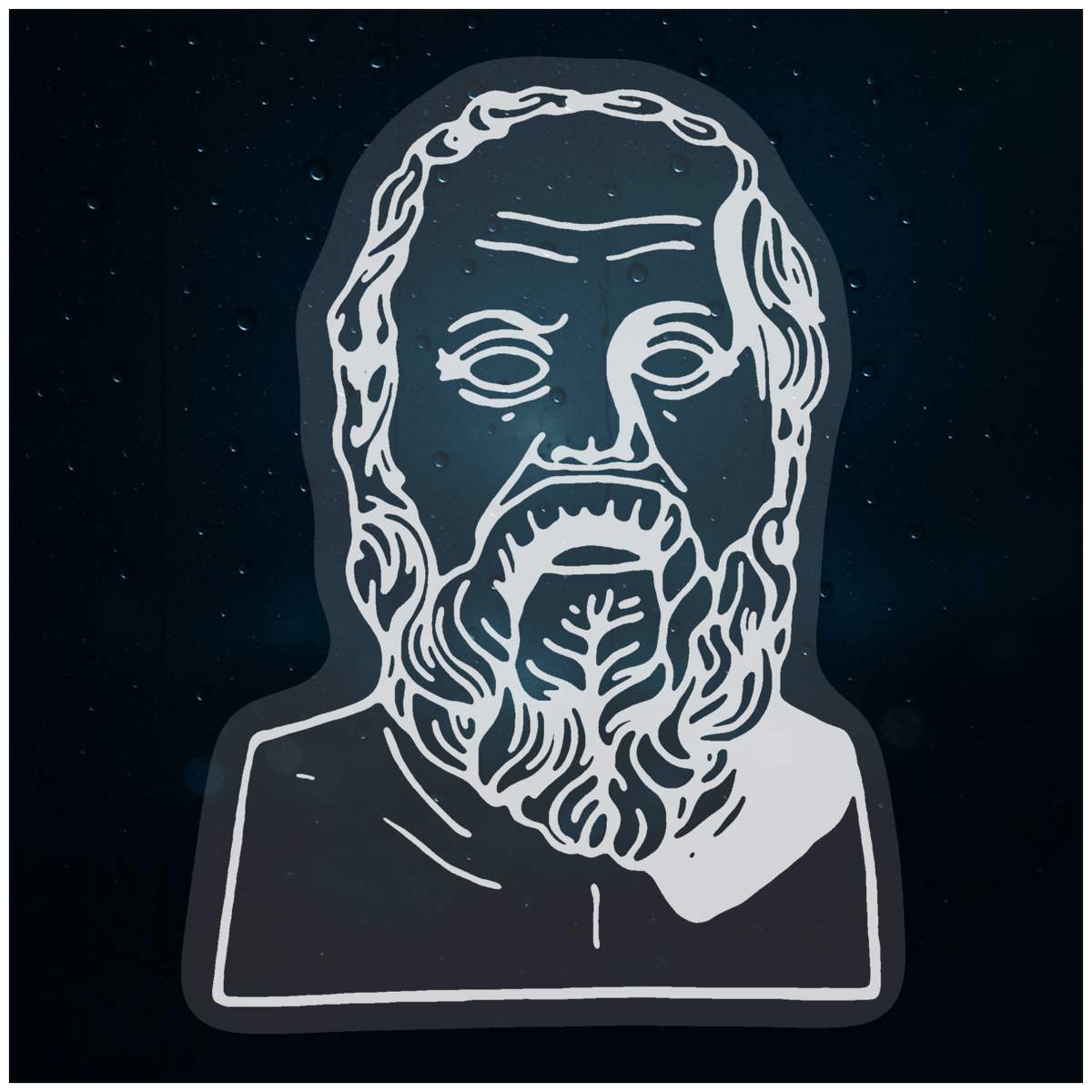 'Socrates Portrait' Static Window Cling / Decal - Removable Decal for Mirrors, Glass Doors and Cars (WC019257)