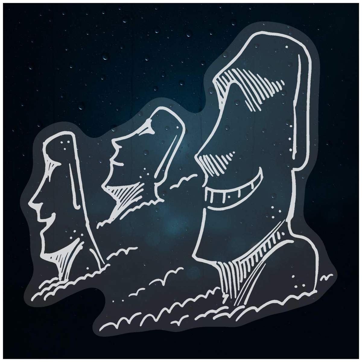 'Easter Island Heads' Static Window Clings / Stickers (WC021334)