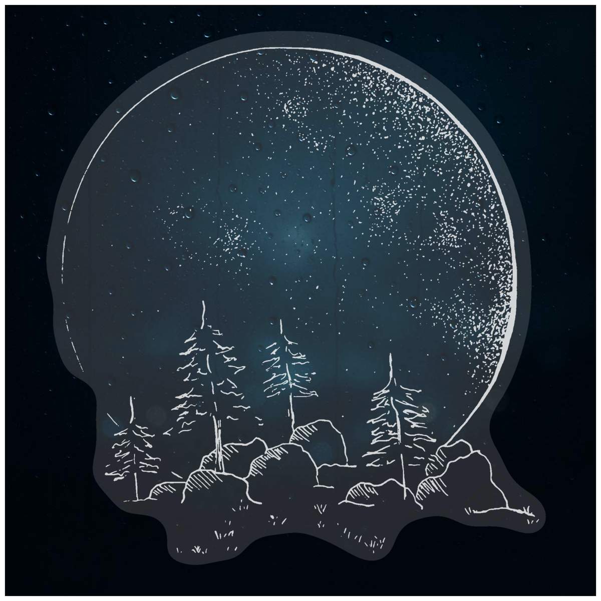Small 100mm 'Moon & Trees' Clear Static Window Cling Sticker / Decal (White) (WC00040939)