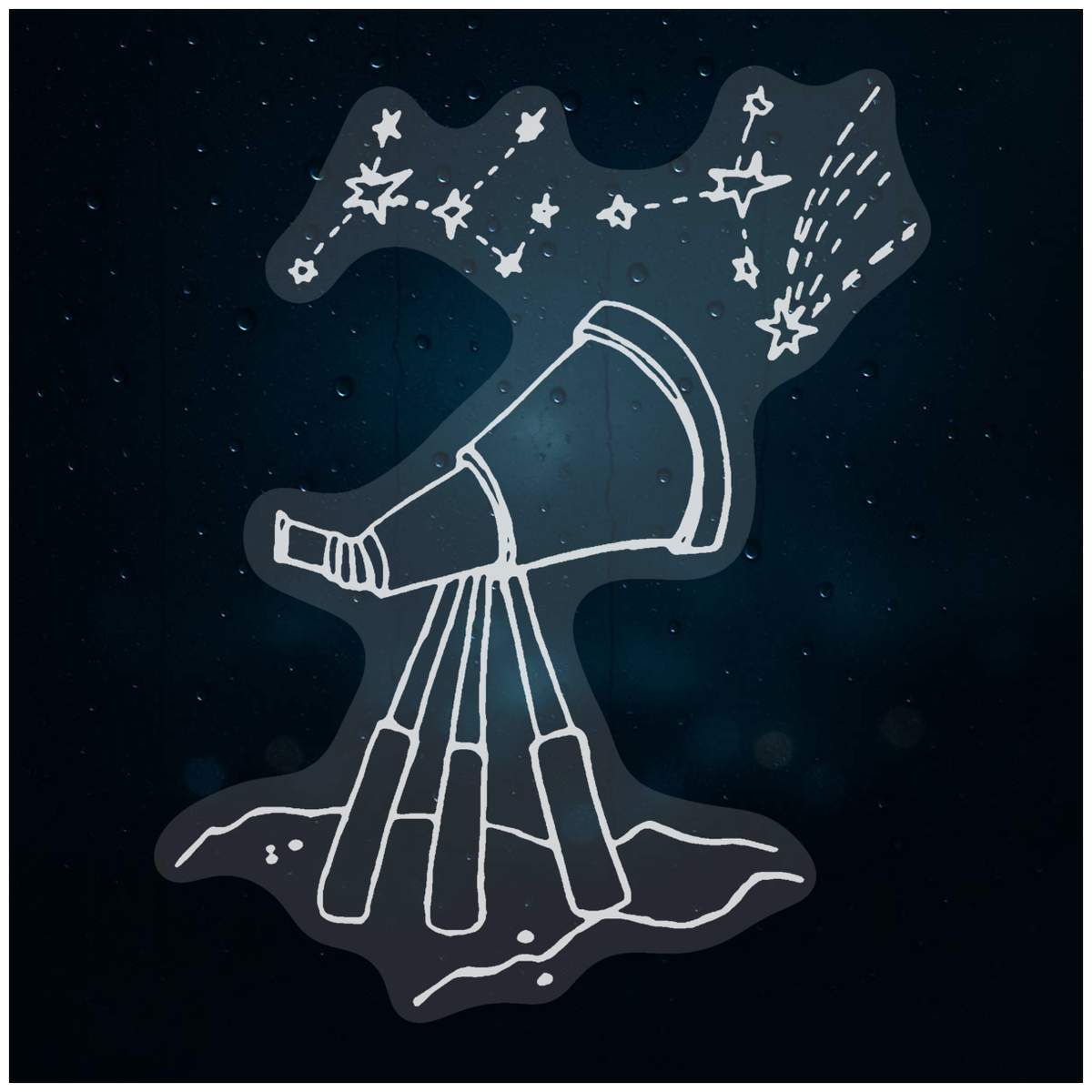 'Telescope & Stars' Static Window Clings / Stickers (WC024251)