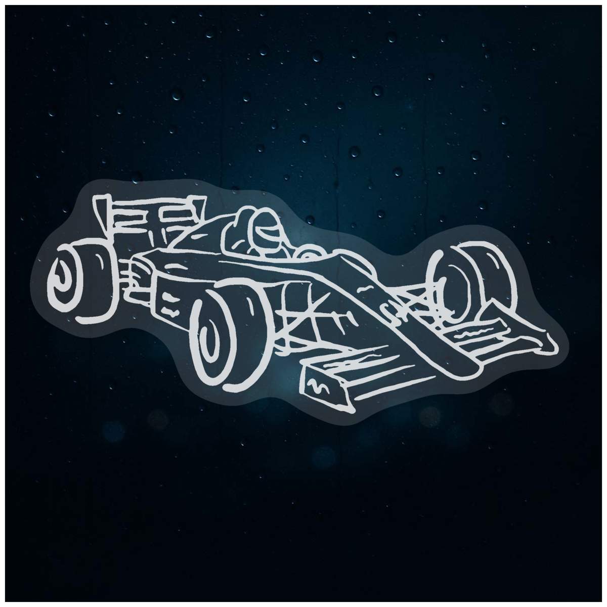 'Sports Race Car' Static Window Clings / Stickers (WC025453)