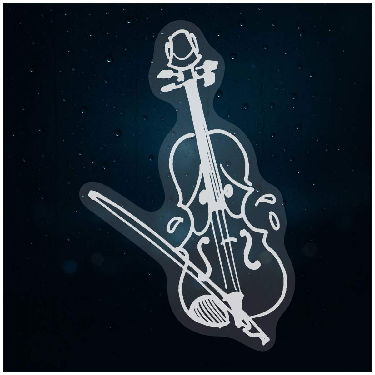 'Cartoon Violin' Static Window Clings / Stickers (WC026532)