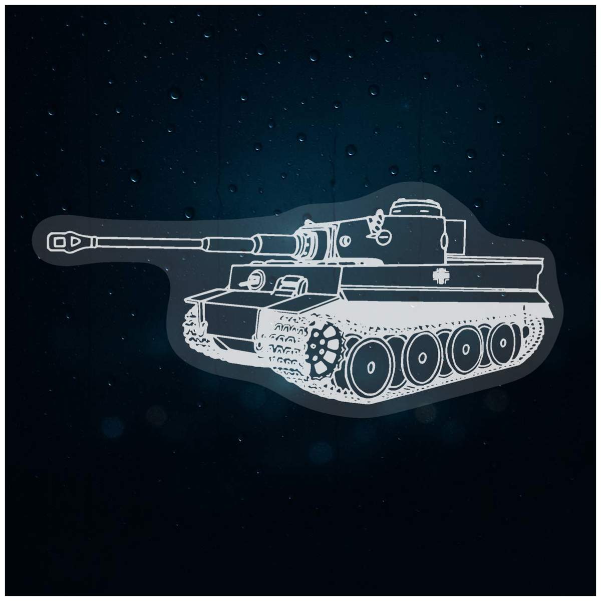 'Tiger Tank' Static Window Cling / Decal - Removable Decal for Mirrors, Glass Doors and Cars (WC027436)