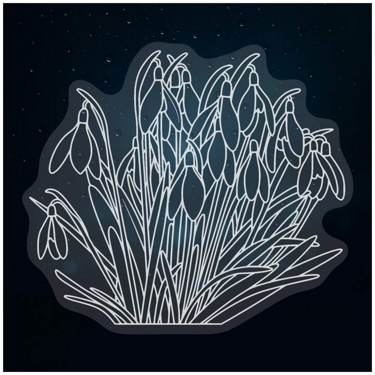 'Snowdrops' Static Window Cling / Decal - Removable Decal for Mirrors, Glass Doors and Cars (WC028737)