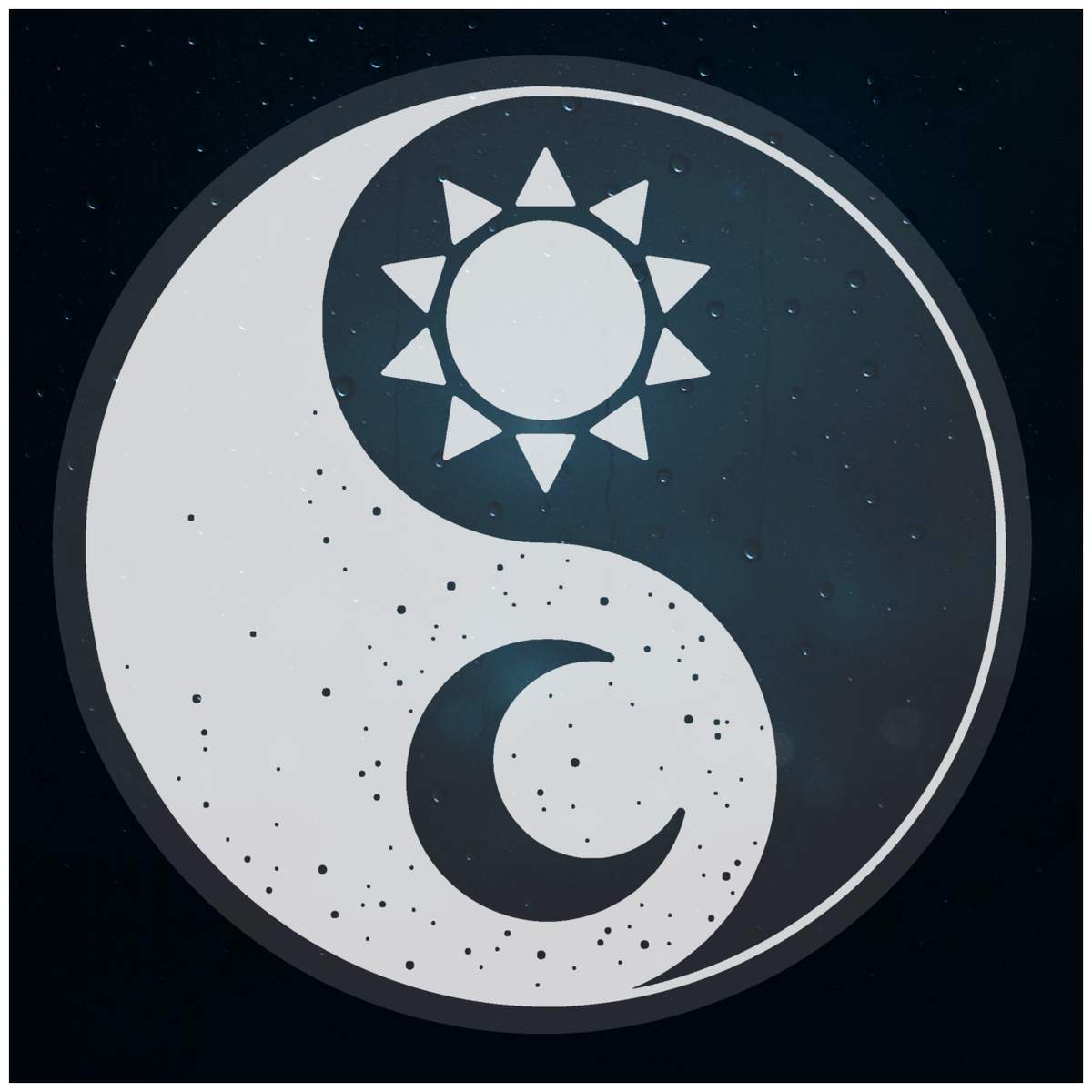 'Sun & Moon Yin & Yang' Static Window Cling - White, 10cm - Reusable Removable Static Cling Decal for Mirrors, Glass Doors and Cars (WC00060151)