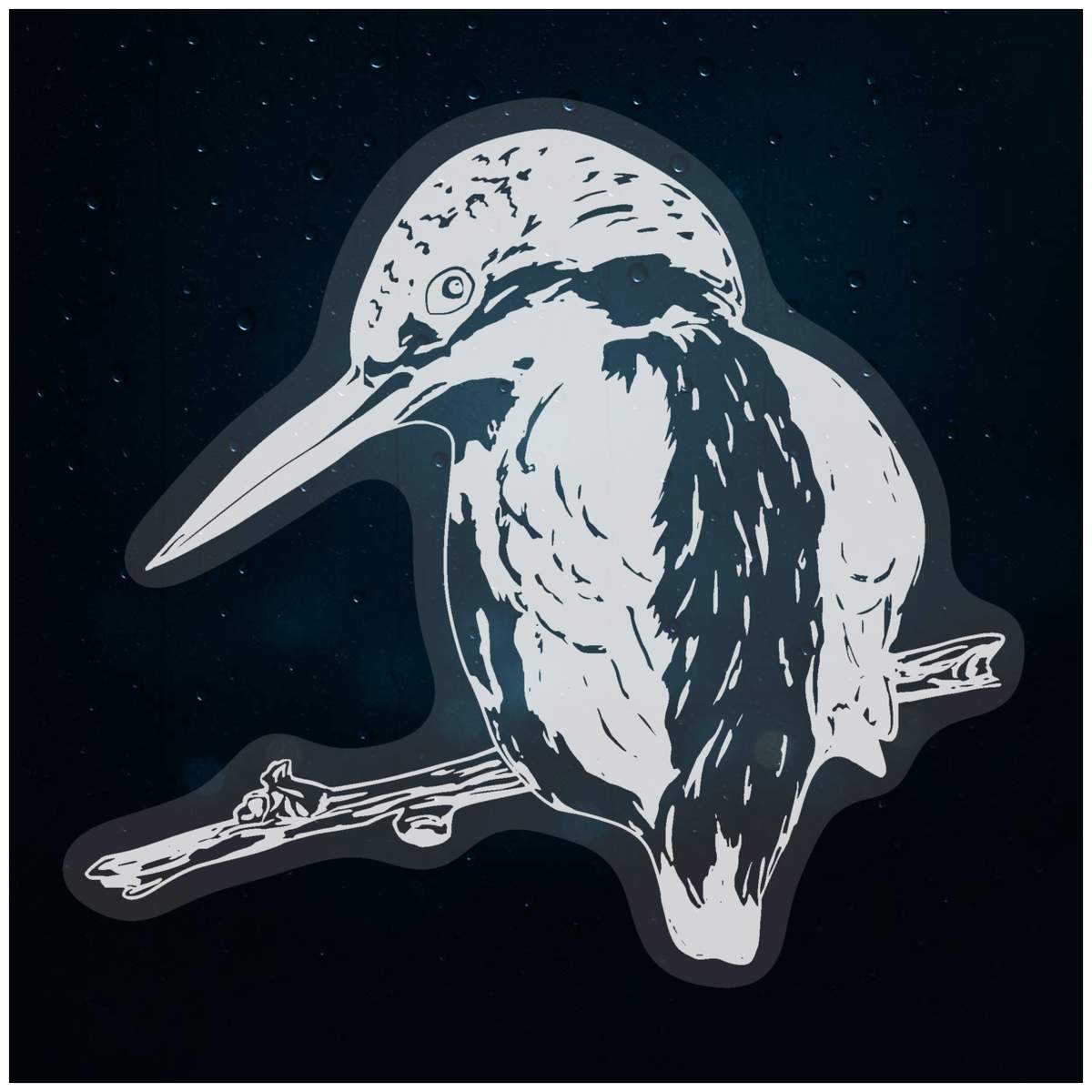 'Kingfisher' Static Window Cling / Decal - Removable Decal for Mirrors, Glass Doors and Cars (WC030372)