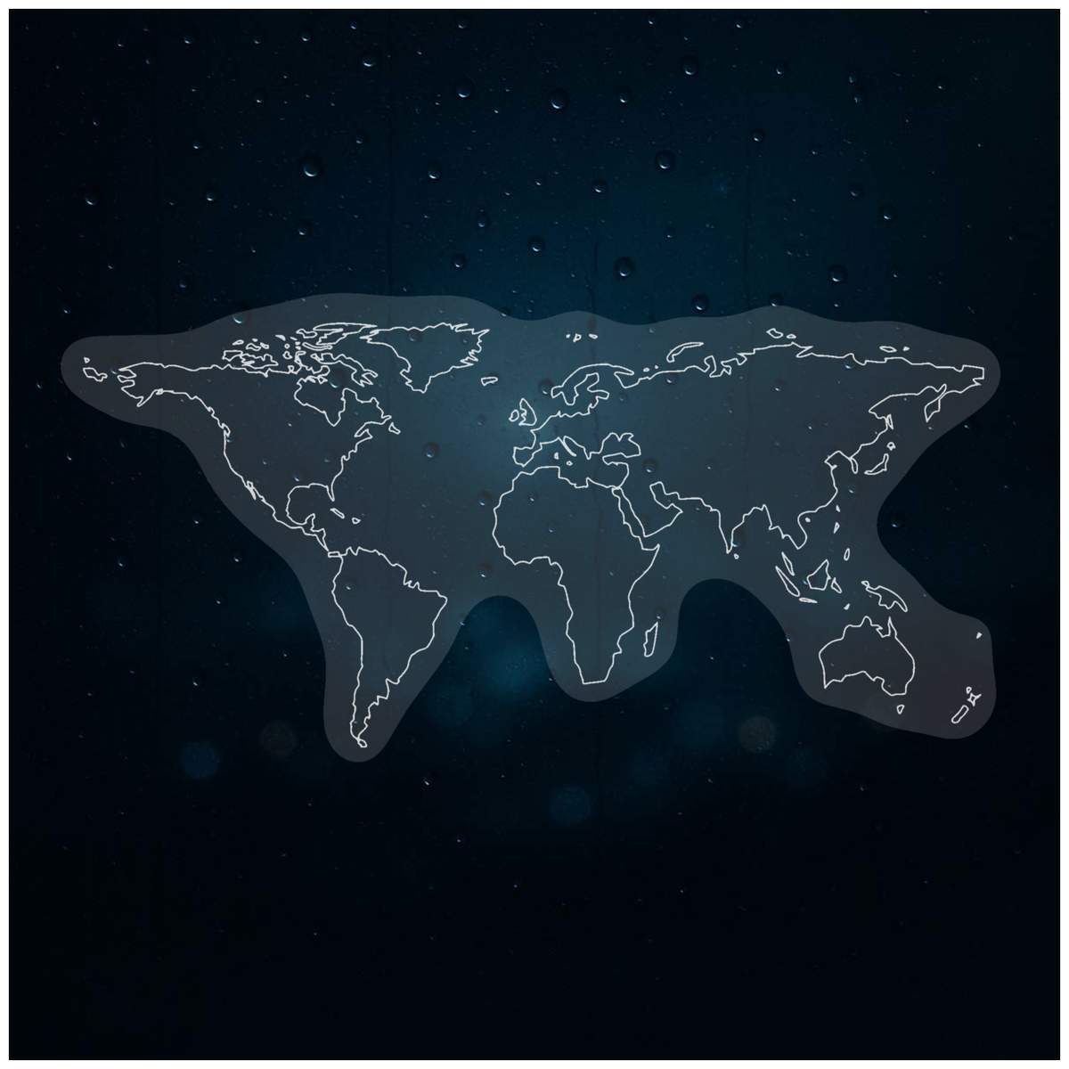 'World Map' Static Window Clings / Stickers (WC030938)