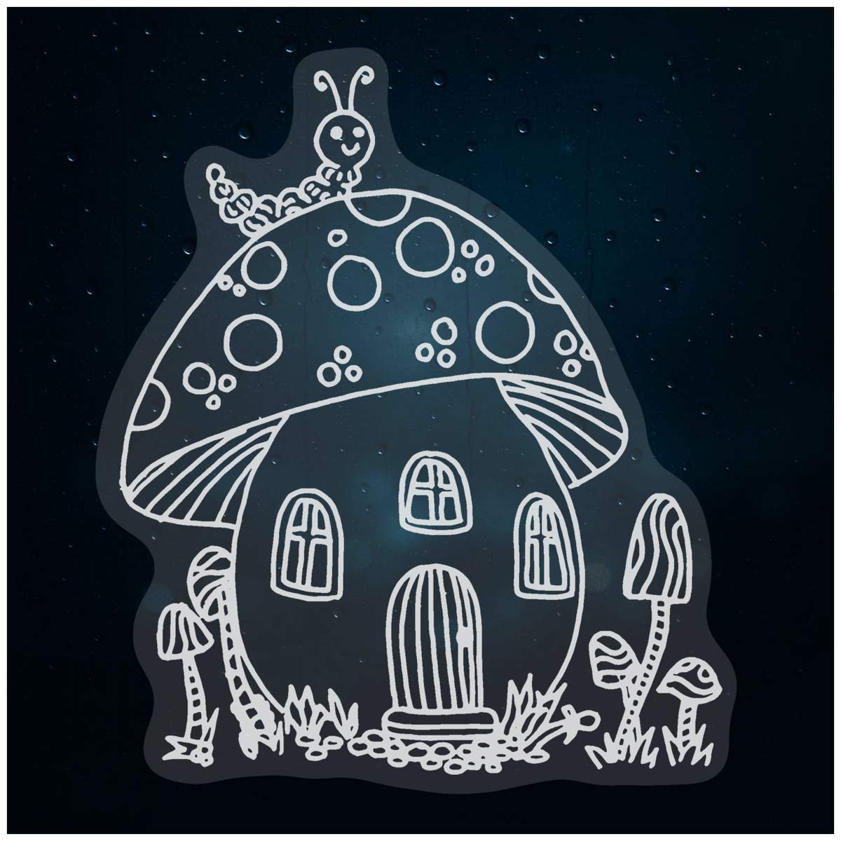 'Toadstool House' Static Window Clings / Stickers (WC031758)