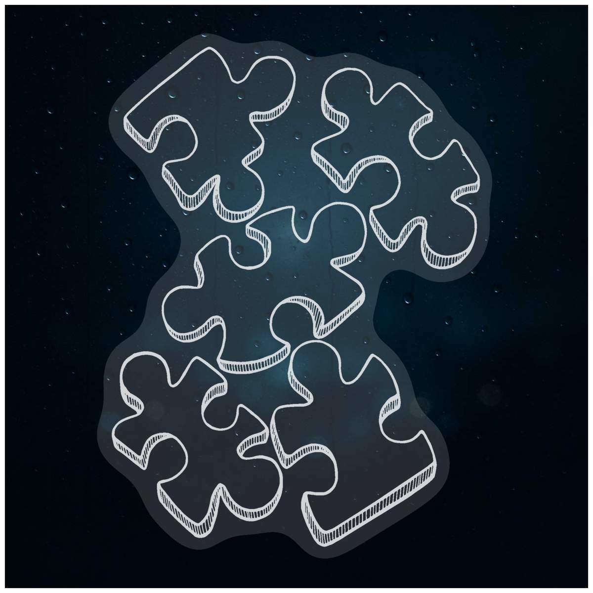 Small 100mm 'Jigsaw Pieces' Clear Static Window Cling Sticker / Decal (White) (WC00066181)