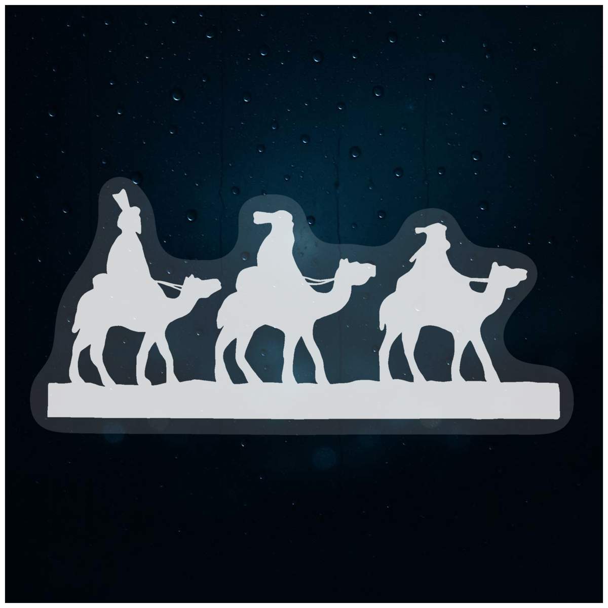 Small 100mm 'Three Wise Men' Clear Static Window Cling Sticker / Decal (White) (WC00067039)