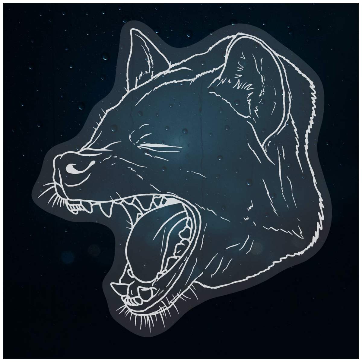 Small 100mm 'Laughing Hyena' Clear Static Window Cling Sticker / Decal (White) (WC00073411)