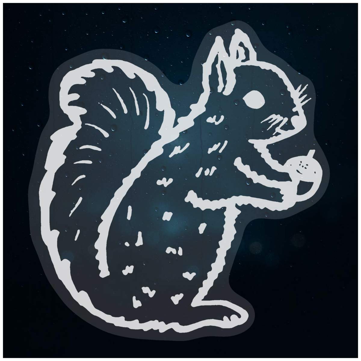 'Squirrel Holding Acorn' Static Window Clings / Stickers (WC036167)