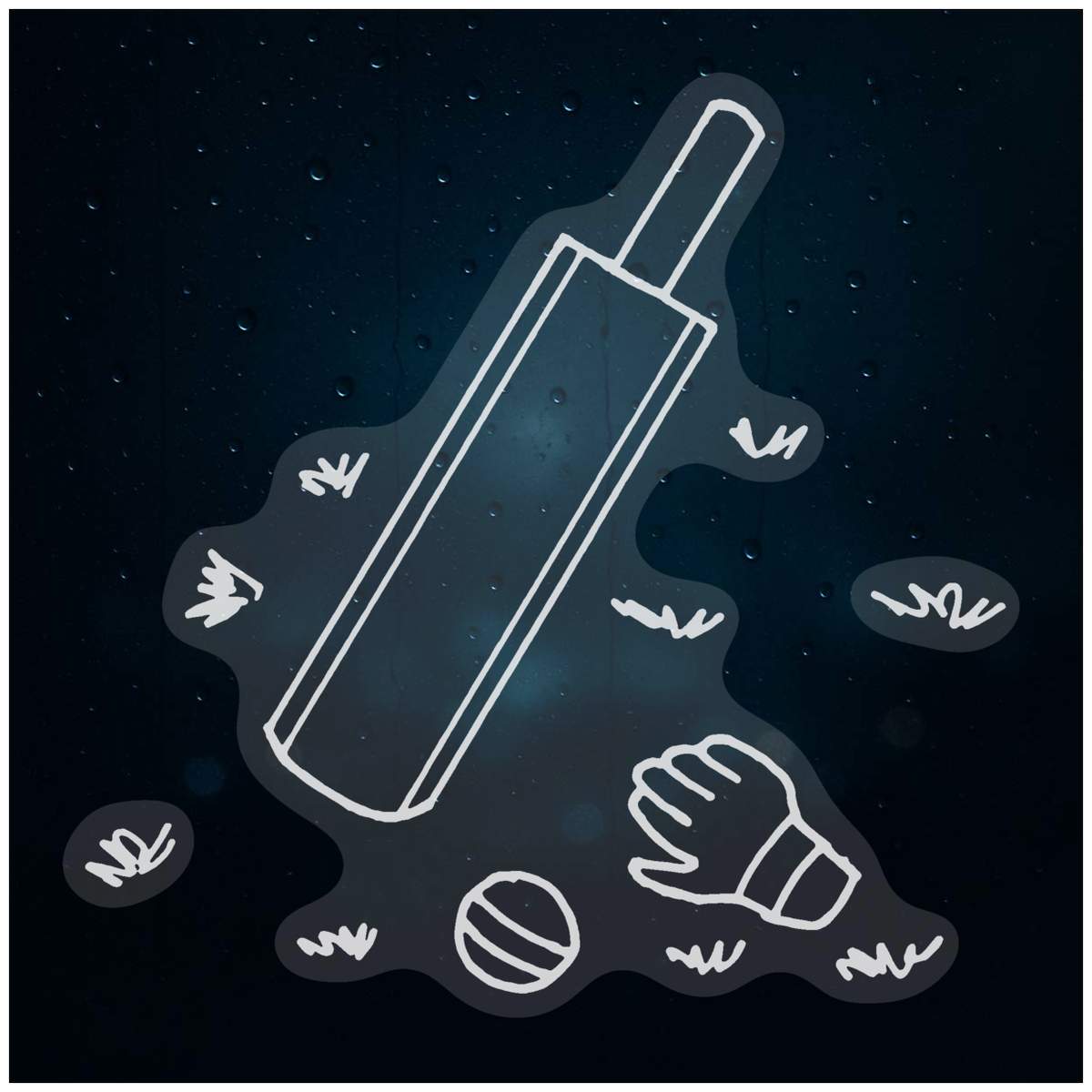 'Cricket Bat & Ball' Static Window Clings / Stickers (WC036725)