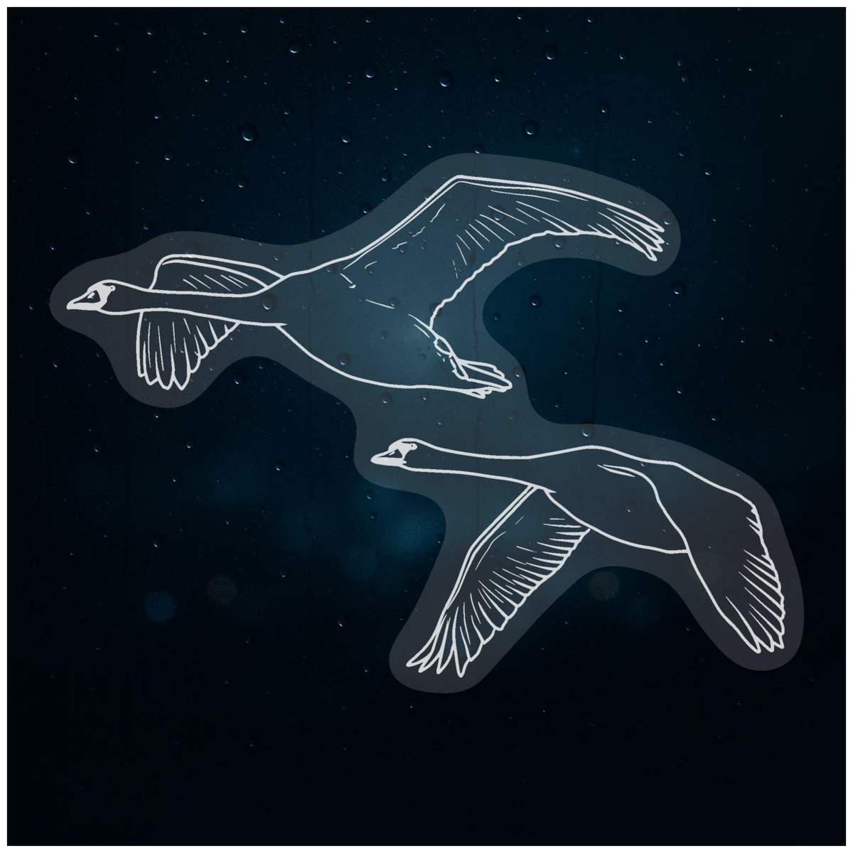 Small 100mm 'Flying Swans' Clear Static Window Cling Sticker / Decal (White) (WC00081432)