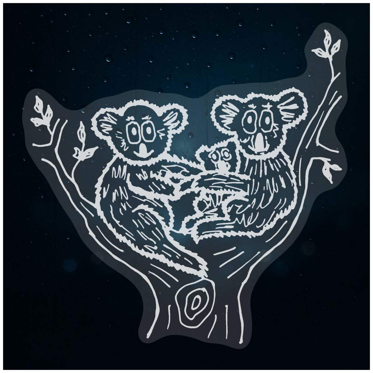 'Koala Family' Static Window Clings / Stickers (WC038021)