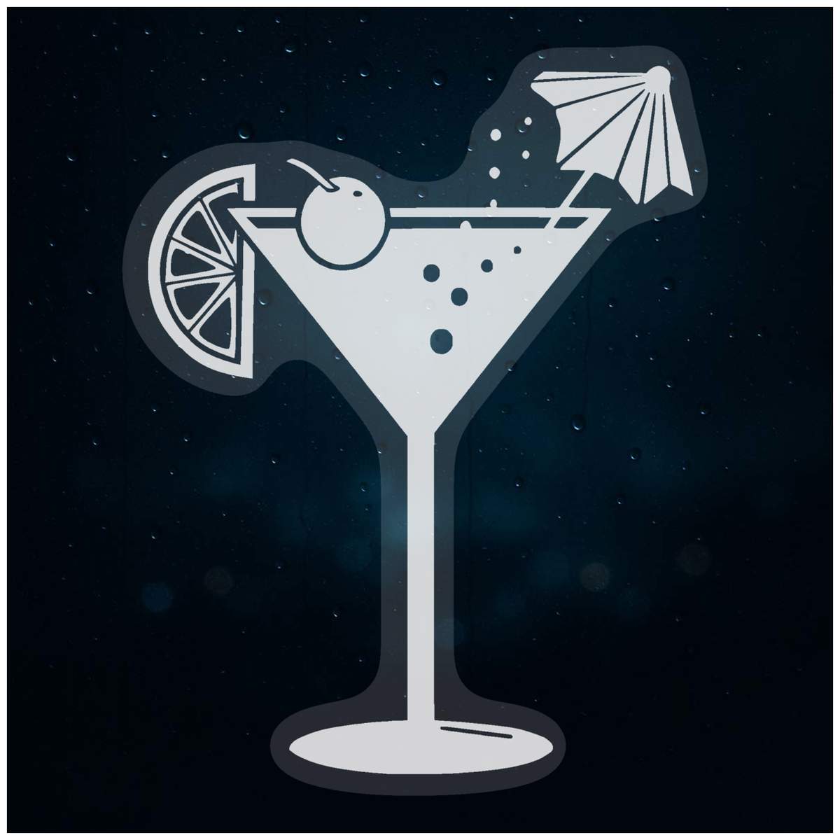'Cocktail Glass' Static Window Cling / Decal - Removable Decal for Mirrors, Glass Doors and Cars (WC039485)