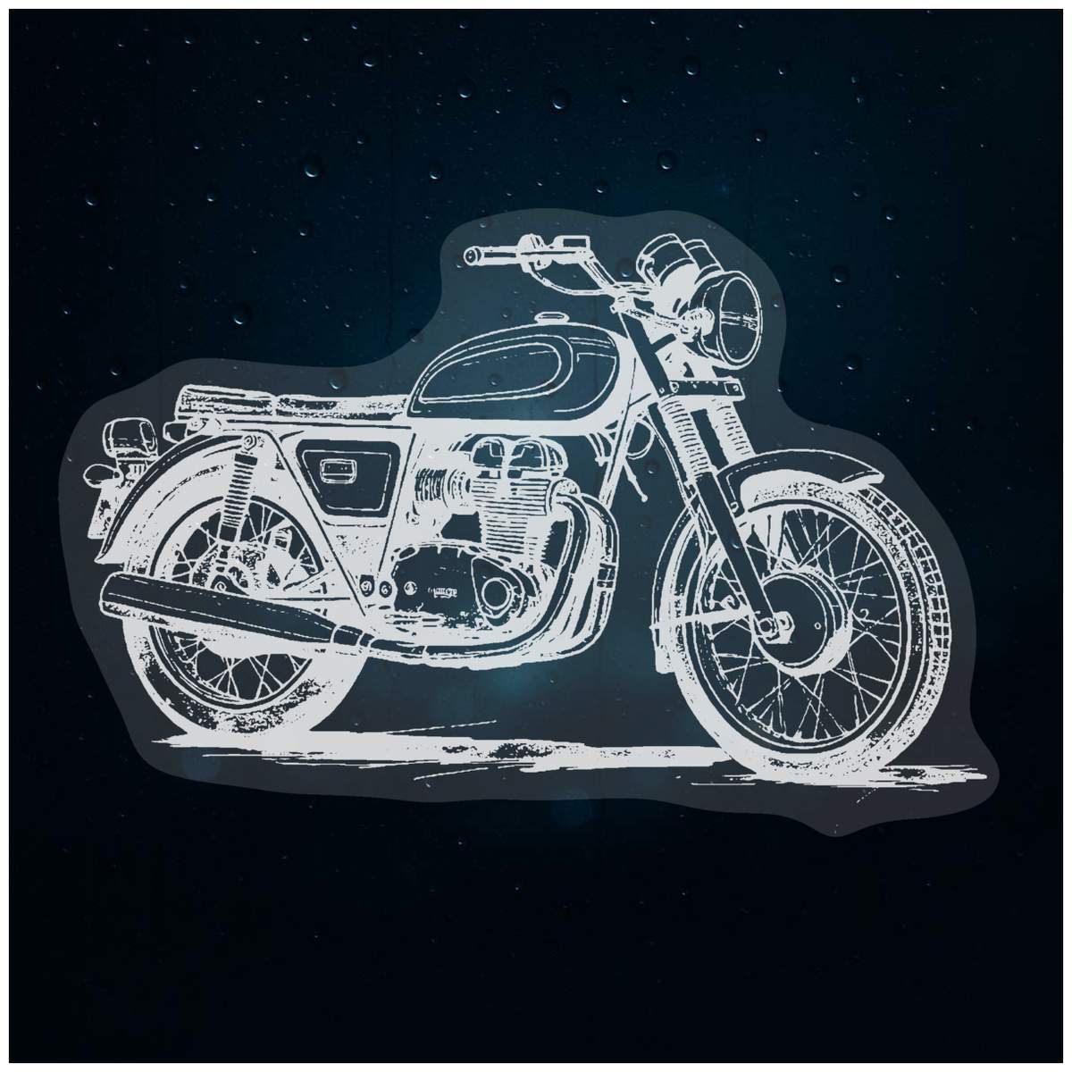 'motorbike' Static Window Cling / Decal - Removable Decal for Mirrors, Glass Doors and Cars (WC040197)