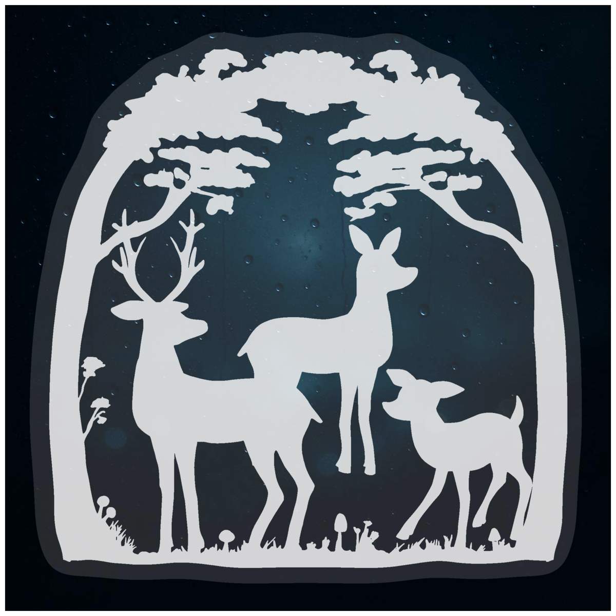 'Deer In The Forest' Static Window Clings / Stickers (WC040501)