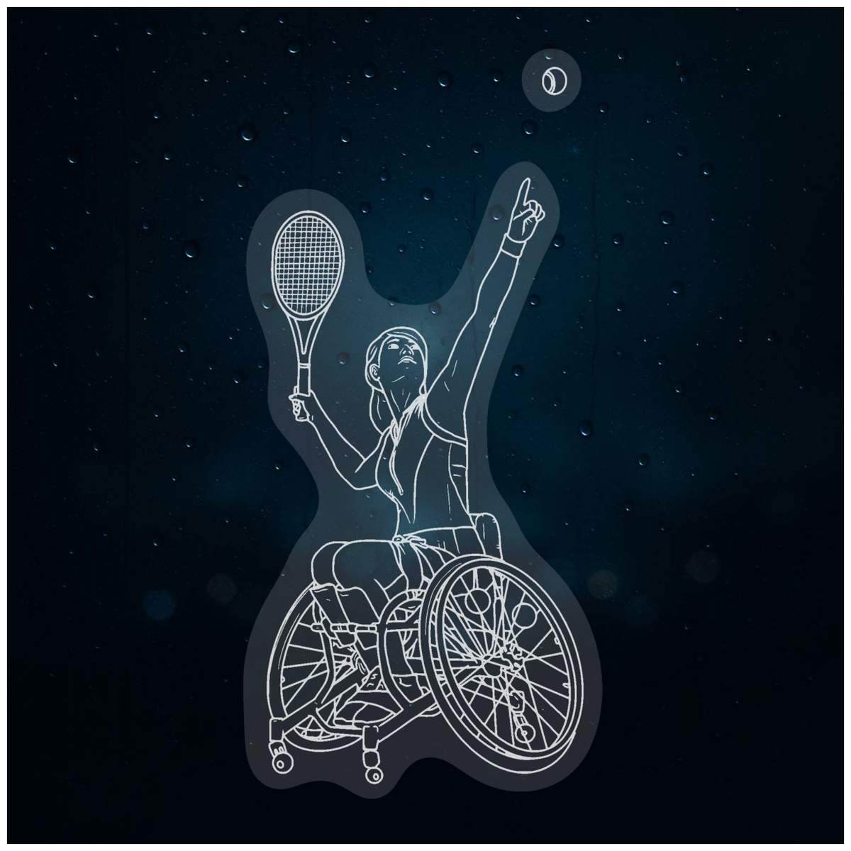 'Wheelchair Tennis Player' Static Window Clings / Stickers (WC040520)