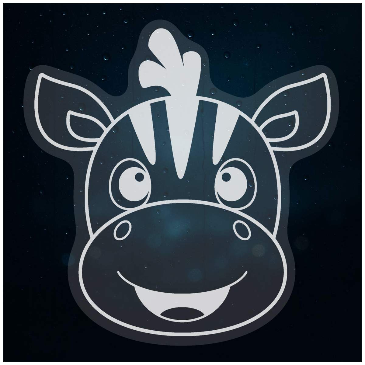 'Happy Zebra Face' Static Window Clings / Stickers (WC041050)