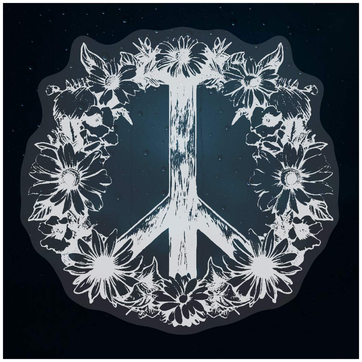 'Peace Sign with Flowers ' Static Window Clings / Stickers (WC043700)