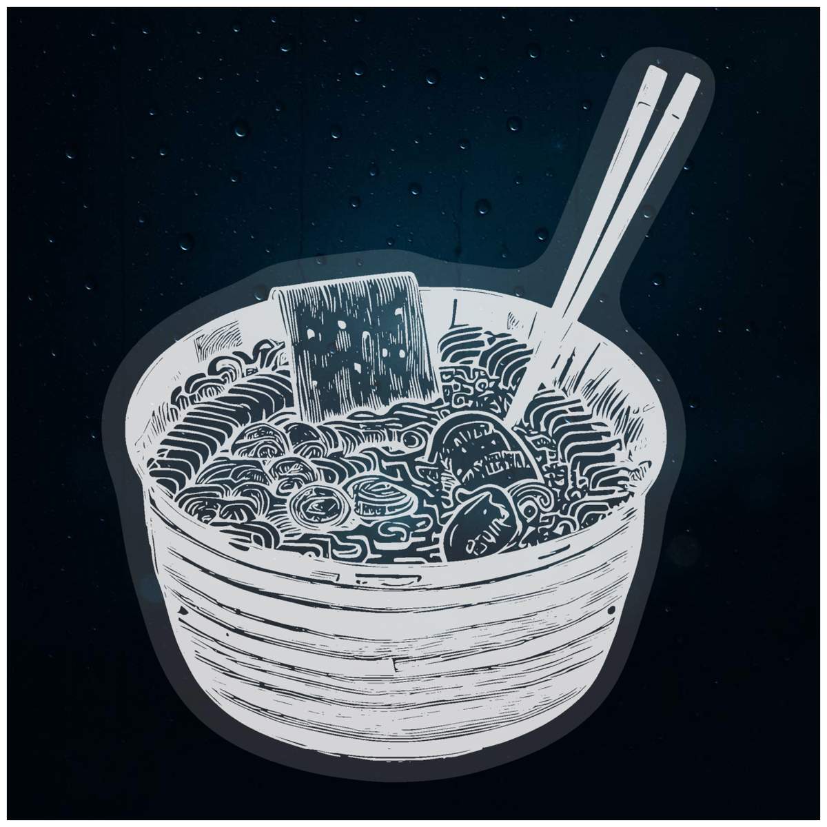 'Ramen Noodle Bowl' Static Window Clings / Stickers (WC044498)