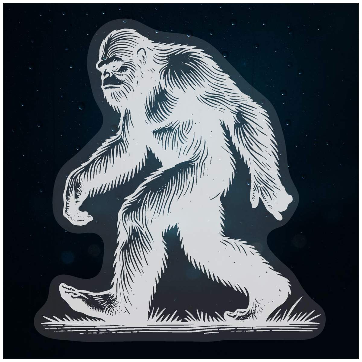 'Bigfoot Walking' Static Window Cling / Decal - Removable Decal for Mirrors, Glass Doors and Cars (WC045391)