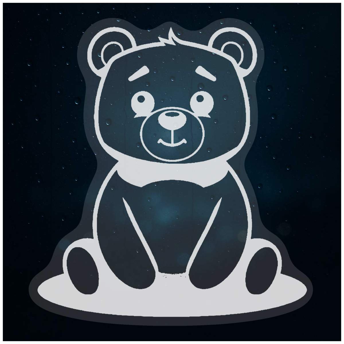 'Cute Bear Sitting ' Static Window Cling / Decal - Removable Decal for Mirrors, Glass Doors and Cars (WC045808)