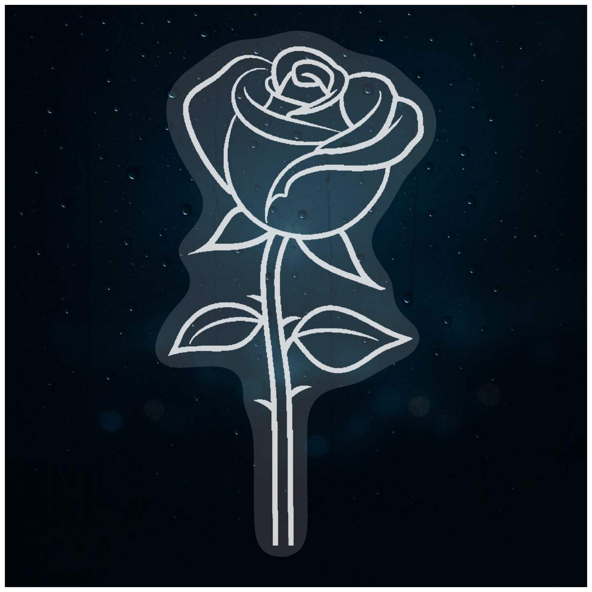 'Single Rose' Static Window Clings / Stickers (WC045817)