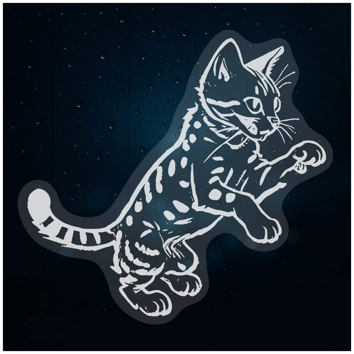 'Egyptian Mau Cat Playing' Static Window Clings / Stickers (WC046028)