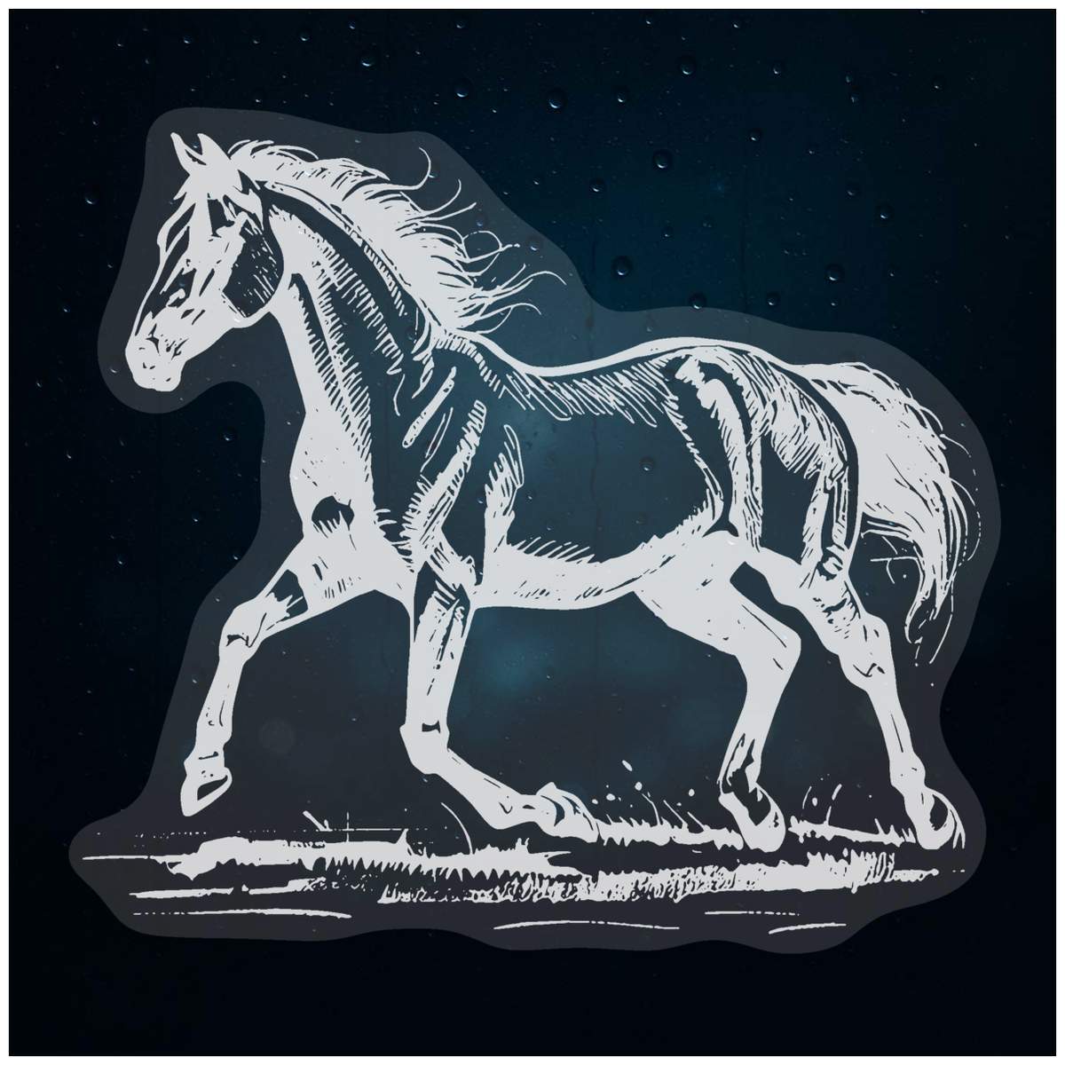 'Horse Trotting' Static Window Clings / Stickers (WC046191)
