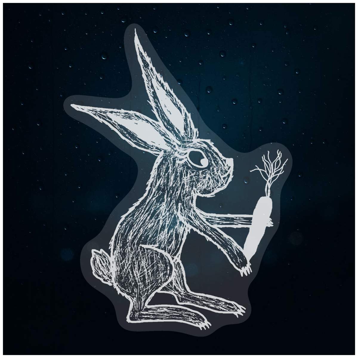 'Rabbit Eating A Carrot' Static Window Clings / Stickers (WC046391)