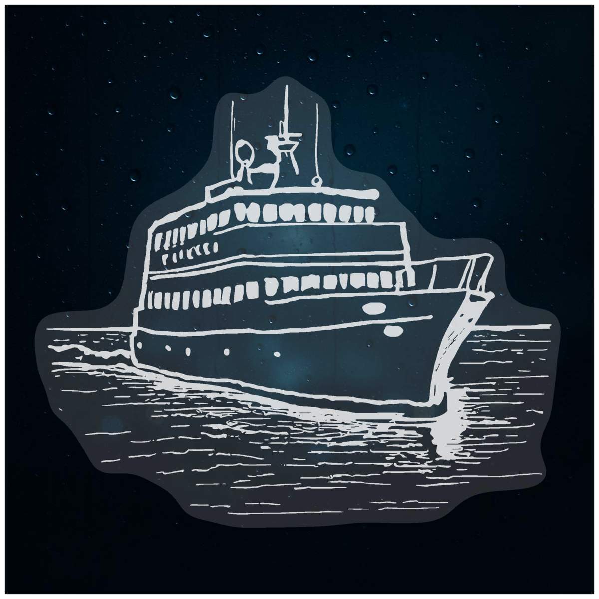 'Ferry At Sea' Static Window Clings / Stickers (WC048172)