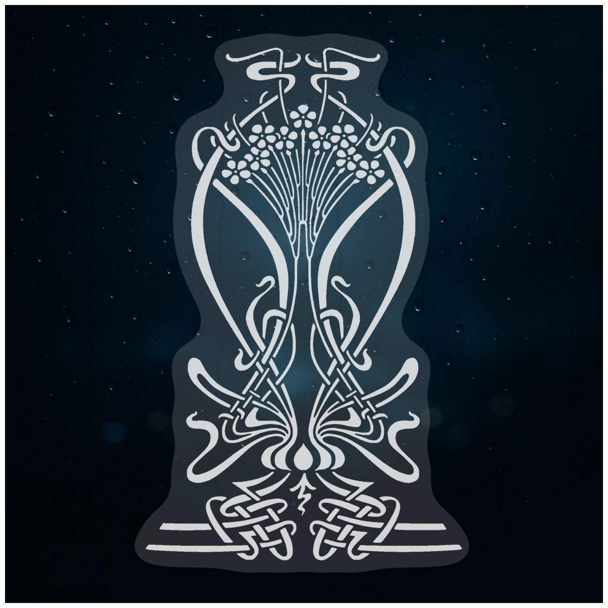 Small 100mm 'Art Nouveau Floral' Clear Static Window Cling Sticker / Decal (White) (WC00112056)