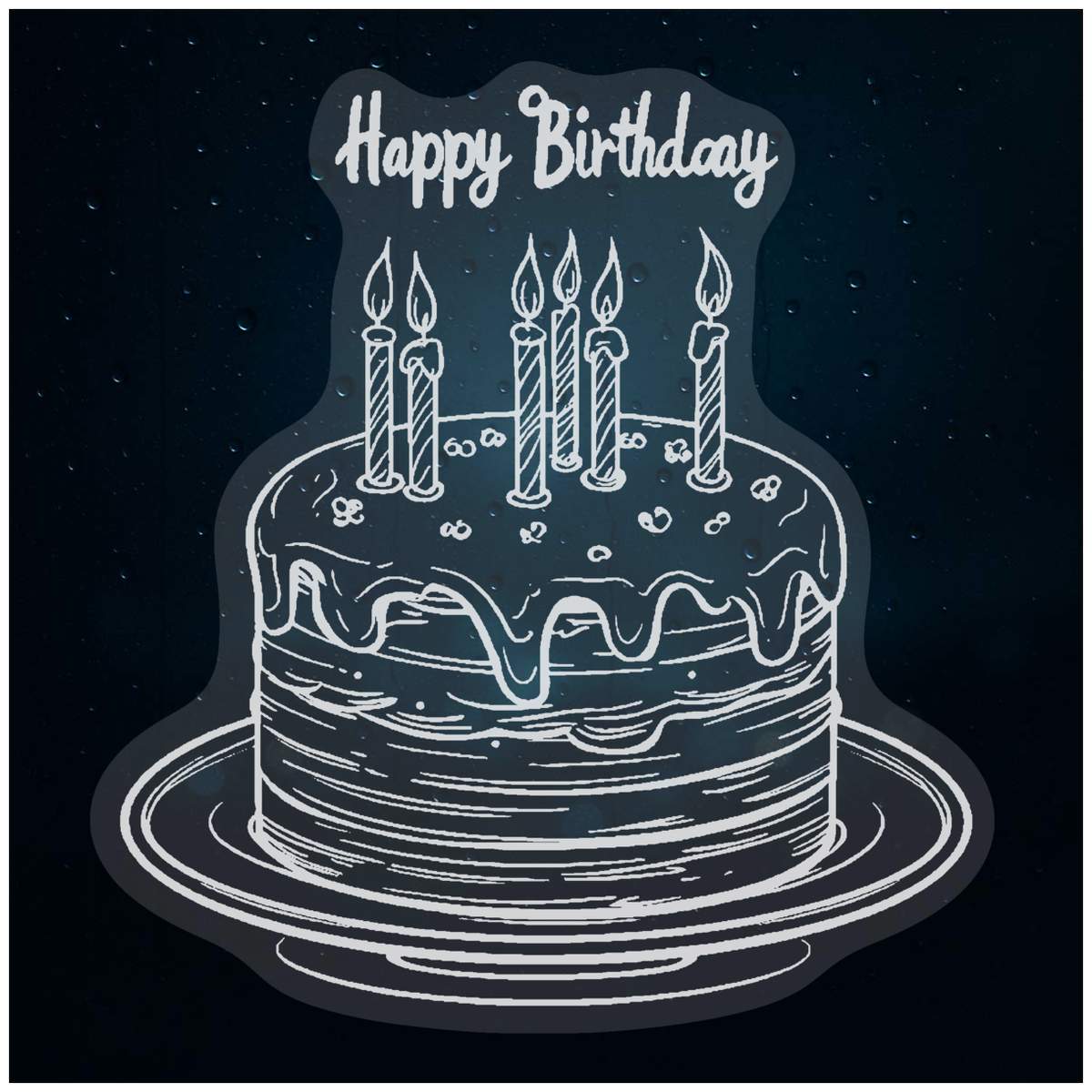 'Happy Birthday Cake with Candles' Static Window Clings / Stickers (WC049505)