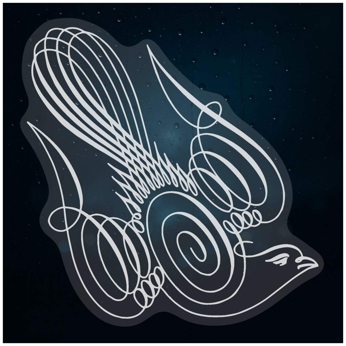 'Calligraphy Dove' Static Window Clings / Stickers (WC049538)