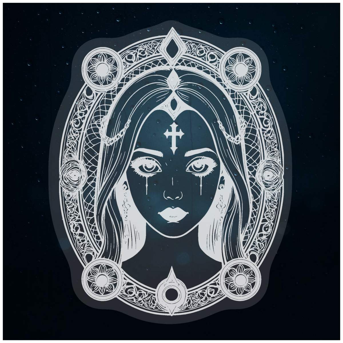 Small 100mm 'Gothic Motif' Clear Static Window Cling Sticker / Decal (White) (WC00115692)