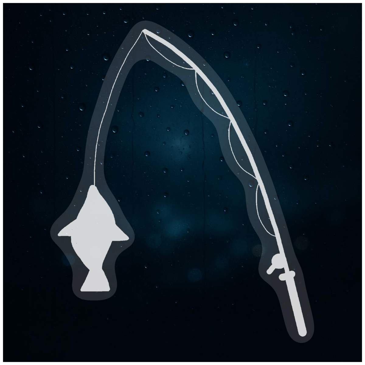 Small 100mm 'A Day Fishing' Clear Static Window Cling Sticker / Decal (White) (WC00118272)