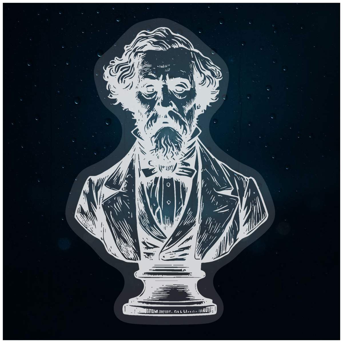 'Charles Dickens Bust' Static Window Clings / Stickers (WC051621)