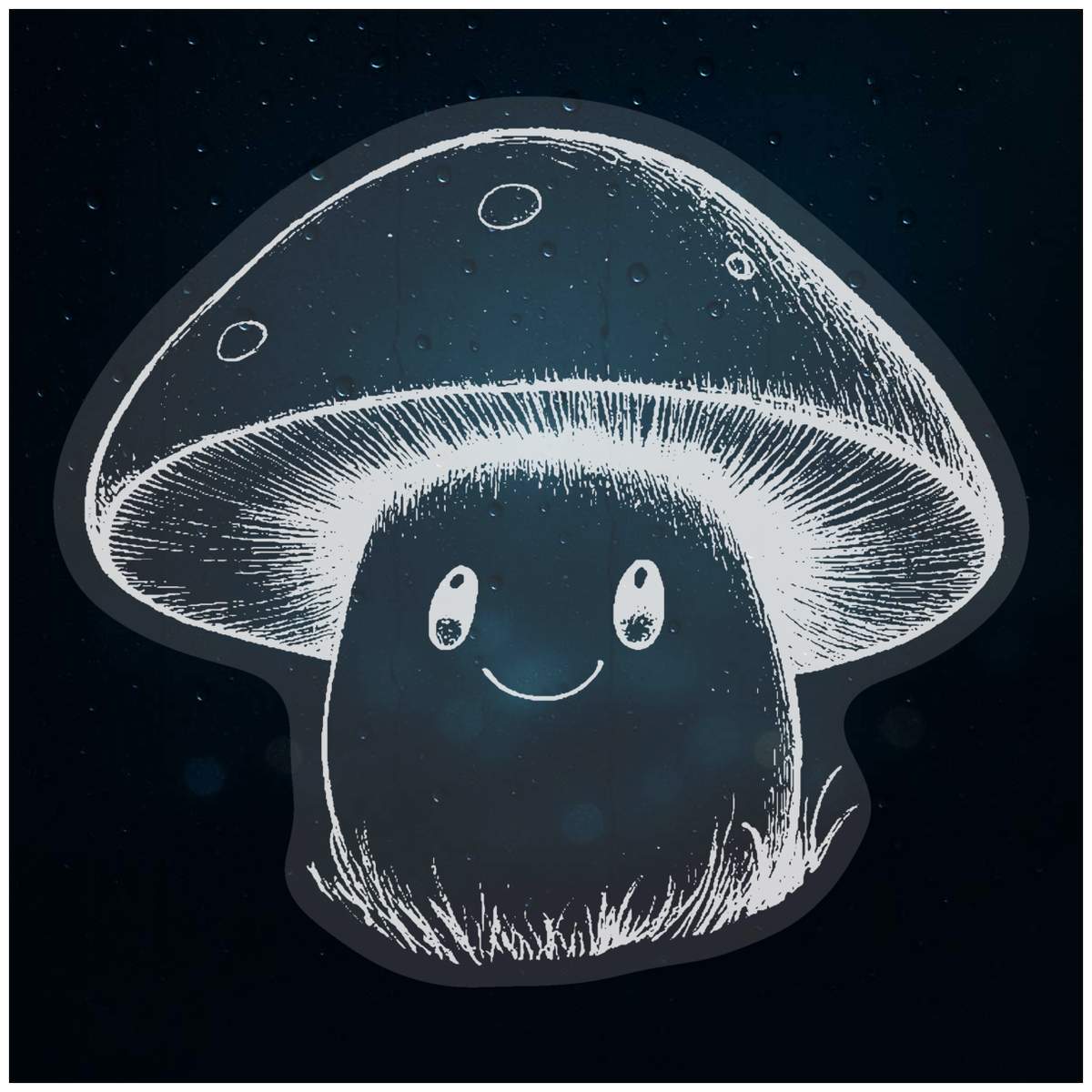'Cute Happy Mushroom' Static Window Clings / Stickers (WC052165)