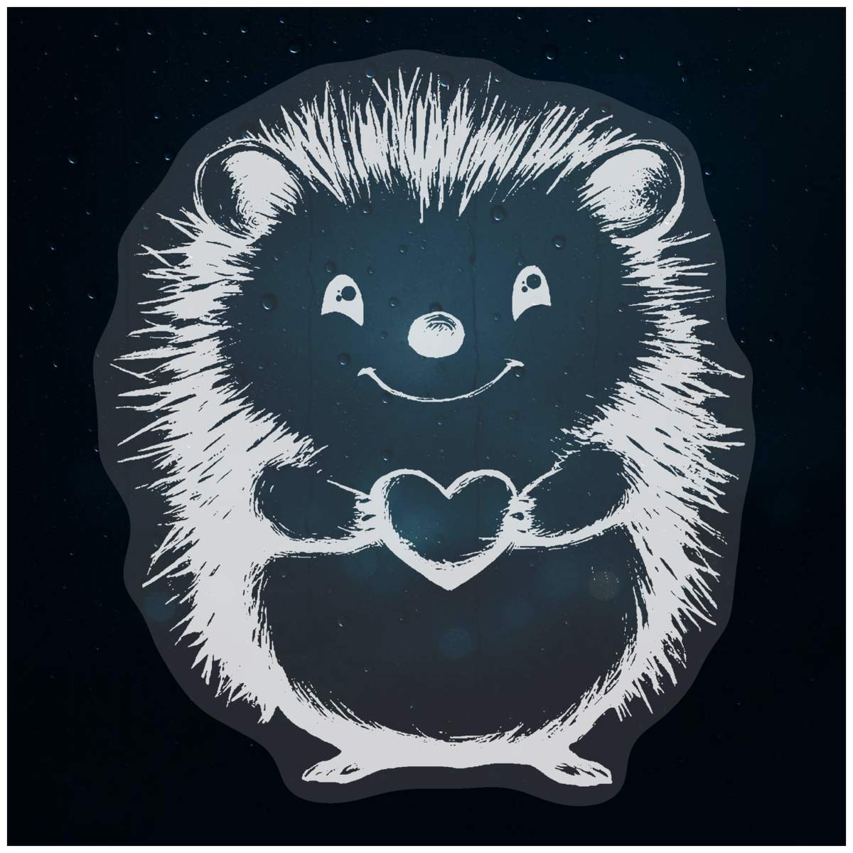 'Cute Hedgehog with Heart' Static Window Clings / Stickers (WC052182)
