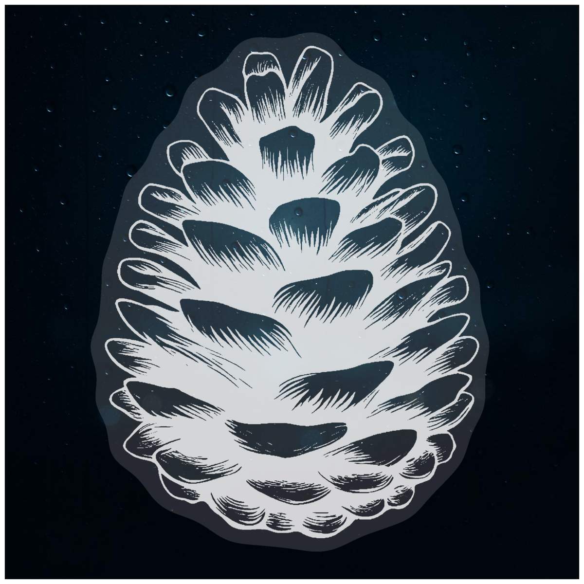 'Single Pine Cone ' Static Window Cling / Decal - Removable Decal for Mirrors, Glass Doors and Cars (WC052202)