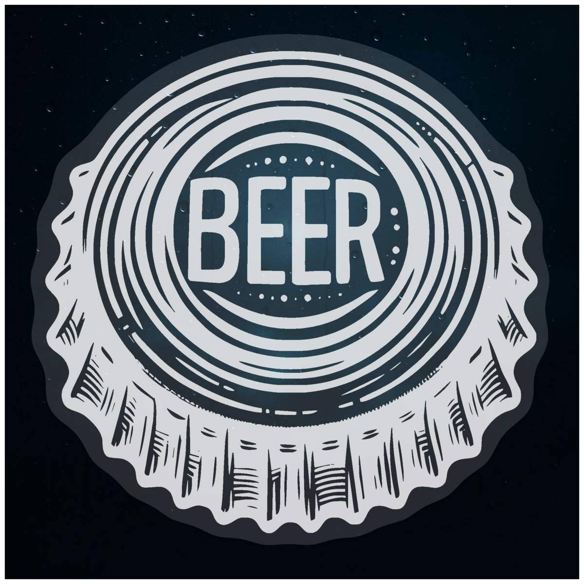 'Beer Bottle Cap' Static Window Clings / Stickers (WC053542)
