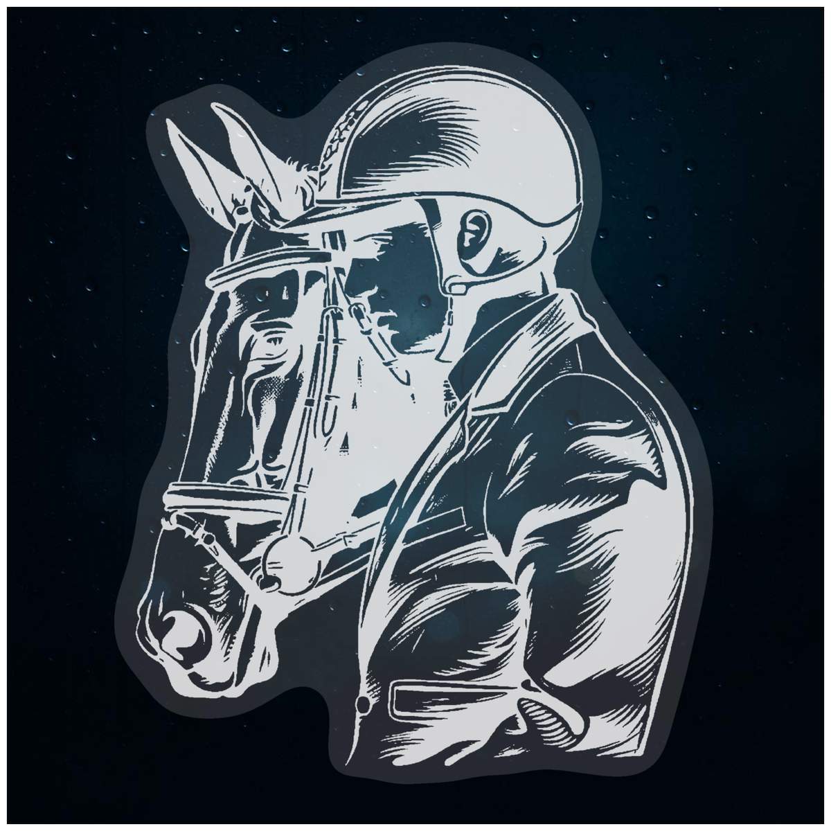 'Horse Rider with Horse Side View' Static Window Clings / Stickers (WC054277)