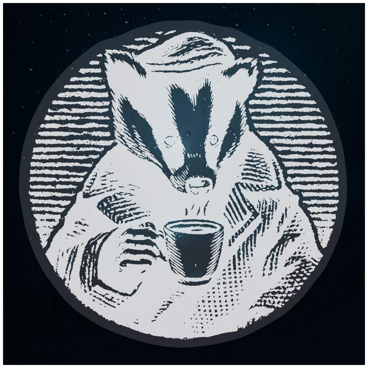 'Badger with Coffee' Static Window Clings / Stickers (WC054962)